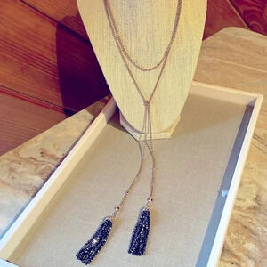 Dainty Tassel Layered Gold Hematite Beaded Necklace Wrangler Park Lane Jewelry